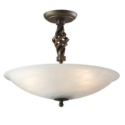 Elstead Pembroke 3 Light Semi Flush Ceiling Light BlackGoldE14
