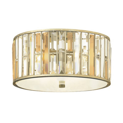 Elstead Gemma 3 Light Flush Mount Ceiling Light Silver LeafE27 from B&Q