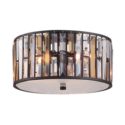 Elstead Gemma 3 Light Flush Mount Ceiling Light Vintage BronzeE27 from B&Q
