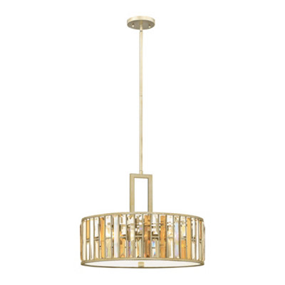Elstead Gemma 3 Light Ceiling Pendant Silver LeafE27 from B&Q