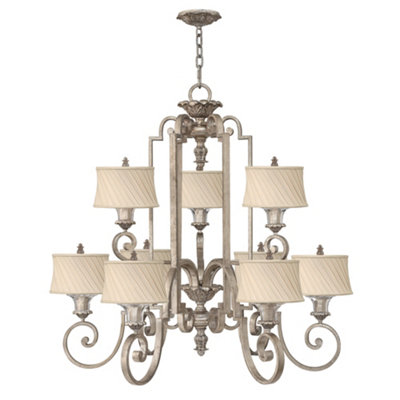 Elstead Lighting Kingsley 9 Light ChandelierSilver Leaf from B&Q