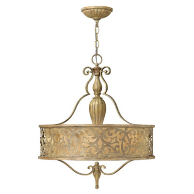 Elstead Carabel 3 Light Round Ceiling Pendant Chandelier Brushed ChampagneE27 from B&Q