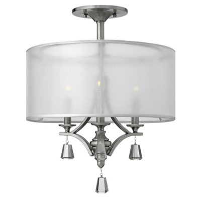 Elstead Lighting Mime 3 Light Semi-FlushBrushed Nickel from B&Q