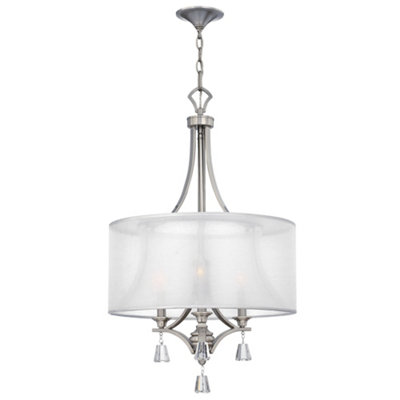 Elstead Lighting Mime 3 Light Pendant ChandelierBrushed Nickel from B&Q