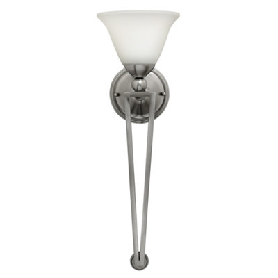 Elstead Bolla 1 Light Wall Light Brushed Nickel Glass ShadeE27 from B&Q