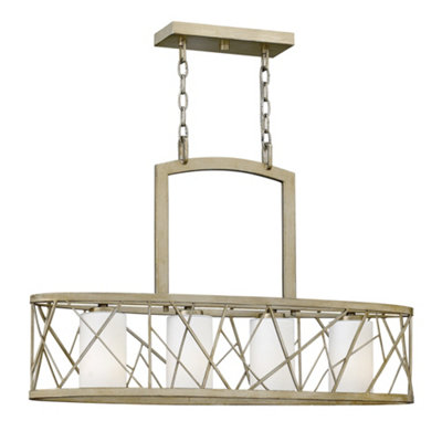 Elstead Lighting Nest 4 Light Island ChandelierSilver Leaf from B&Q