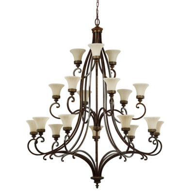Elstead Drawing Room 18 Light Multi Arm Chandelier Walnut FinishE27