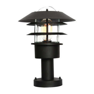 Luminosa Lighting Elstead Helsingor 1 Light Outdoor Coastal Pedestal Lantern Black Ip44E27 from B&Q
