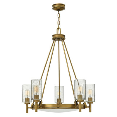 Elstead Collier 5 Light Multi Arm Chandelier Brass FinishE27 from B&Q