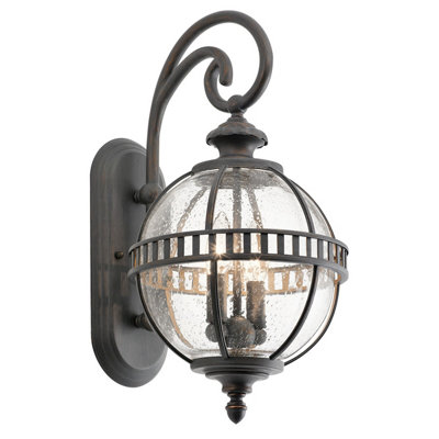 Elstead Halleron 2 Light Outdoor Globe Wall Lantern Light Grey Ip44E14 from B&Q