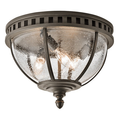 Luminosa Ing Elstead Halleron 3 Flush Outdoor Ceiling Ip44, E14 Light/Grey