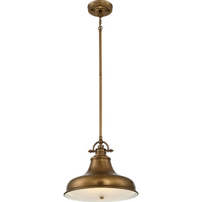 Elstead Emery 1 Light Dome Ceiling Pendant Weathered BrassE27