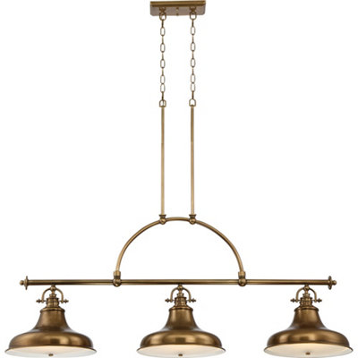 Elstead Emery 3 Light Pendant Bar Chandelier Light Weathered BrassE27 from B&Q