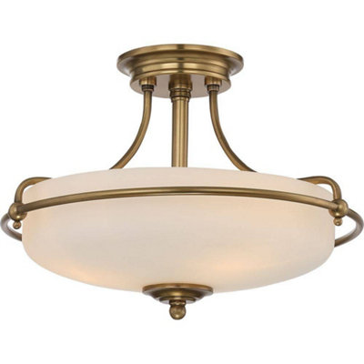 Elstead Griffin 3 Light Semi-Flush LightWeathered BrassE27 from B&Q