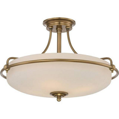Elstead Griffin 4 Light Semi Flush Ceiling Light Weathered BrassE27 from B&Q