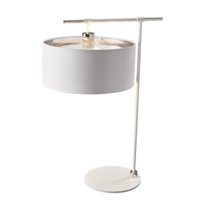 Elstead Balance 1 Light Table Lamp WhitePolished NickelE27