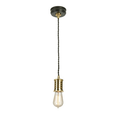 Elstead Douille 1 Light Ceiling Pendant BlackBrassE27 from B&Q