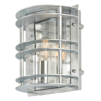 Elstead Stockholm 1 Light Outdoor Flush Wall Light Galvanised Ip55E27