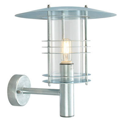 Elstead Stockholm 1 Light Outdoor Wall Lantern Light Galvanised Ip54E27