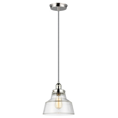 Elstead Baskin 1 Light Dome Ceiling Pendant Polished NickelE27 from B&Q
