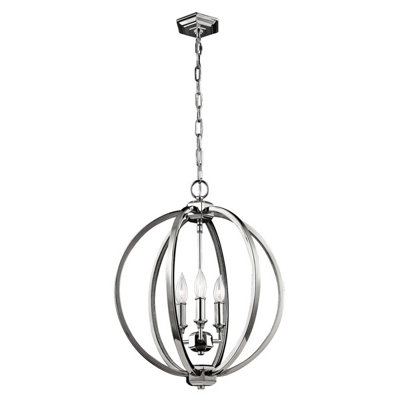 Elstead Corinne 3 Light Medium Spherical Ceiling Pendant Polished NickelE14 from B&Q