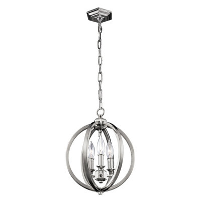 Elstead Corinne 3 Light Small Spherical Ceiling Pendant Polished NickelE14 from B&Q