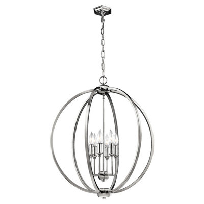 Elstead Corinne 6 Light Spherical Ceiling Pendant Polished NickelE14 from B&Q
