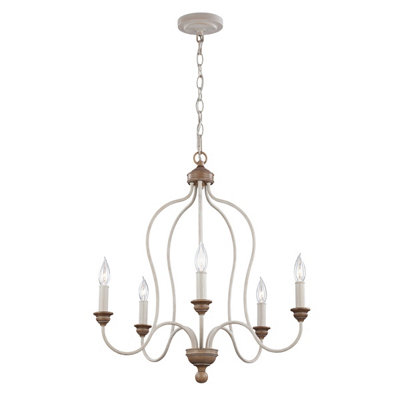 Elstead Hartsville 5 Light Chandelier Beachwood FinishE14 from B&Q
