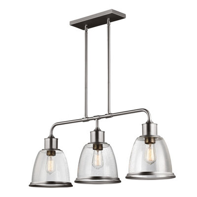 Elstead Hobson 3 Light Ceiling Island Chandelier Pendant Bar Light Satin NickelE27 from B&Q