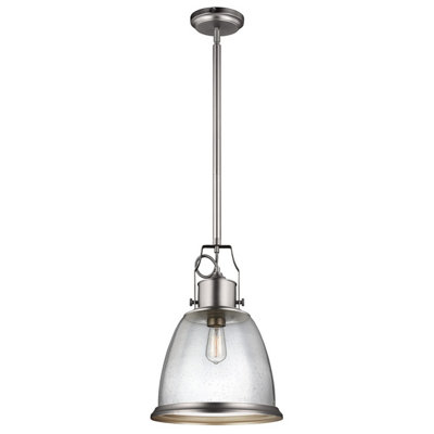 Elstead Lighting Hobson 1 Light Large Pendant Satin Nickel
