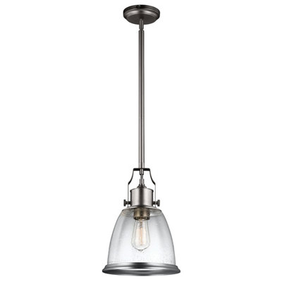 Elstead Hobson 1 Light Medium Dome Ceiling Pendant Satin NickelE27