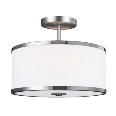 Elstead Prospect Park 2 Light Semi Flush Ceiling Light ChromeSatin NickelE27 from B&Q