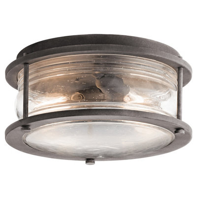 Elstead Ashland Bay 1 Light Bathroom Flush Outdoor Ceiling Light Zinc Ip44E27
