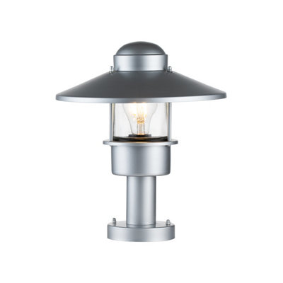 Luminosa Lighting Elstead Klampenborg Outdoor Pedestal Light SilverIp44 from B&Q