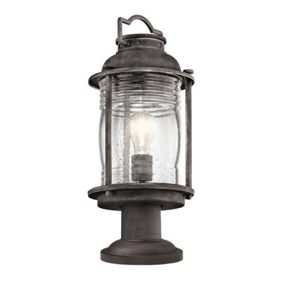 Elstead Ashland Bay 1 Light Medium Outdoor Pedestal Lantern Zinc Ip44E27