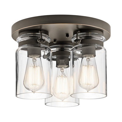 Elstead Brinley 3 Light Flush Mount Ceiling Light Brushed NickelE27 from B&Q