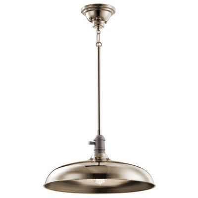 Luminosa Ing Elstead Cobson 1 Semi Flush Dome Ceiling Pendant Polished Nickel, E27 Light