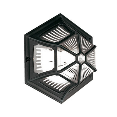 Elstead Parish 1 Light Outdoor Flush Ceiling Lantern Black Ip44E27