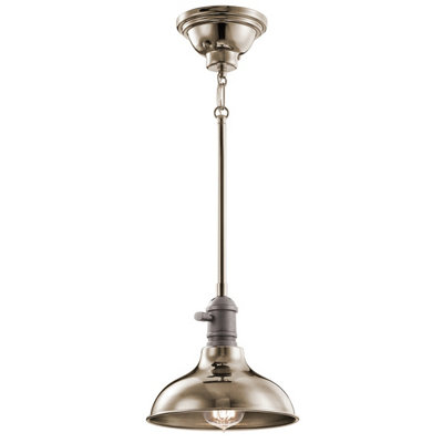 Elstead Lighting Cobson 1 Light Mini PendantPolished NickelNatural Brass from B&Q