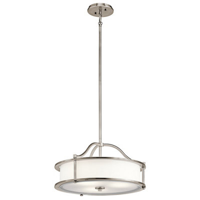 Elstead Emory 3 Light Semi Flush Round Ceiling Pendant Light PewterE27 from B&Q