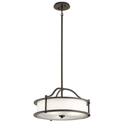 Elstead Emory 3 Light Semi Flush Round Ceiling Pendant Light PewterE27 from B&Q