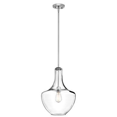 Elstead Everly 1 Light Medium Dome Ceiling Pendant Light ChromeE27 from B&Q
