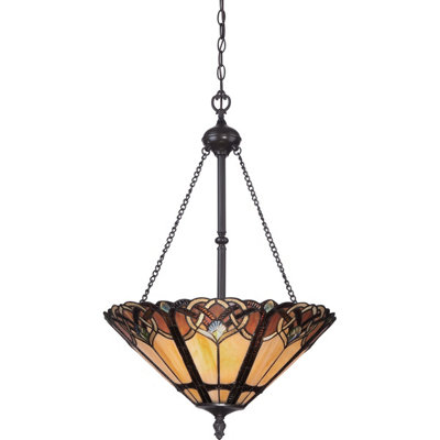 Elstead Cambridge 3 Light Tiffany Ceiling Pendant Bronze FinishE27 from B&Q