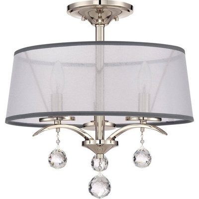 Elstead Whitney 3 Light Semi Flush/pendant Imperial Silver FinishE14 from B&Q