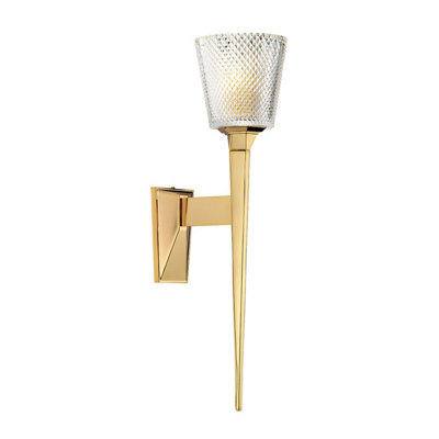Elstead Verity 1 Light Wall Light Polished Gold Glass ShadeG9 from B&Q