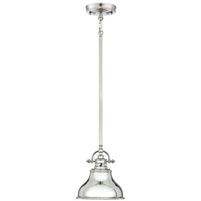 Elstead Emery 1 Light Dome Ceiling Mini Pendant SilverE27 from B&Q