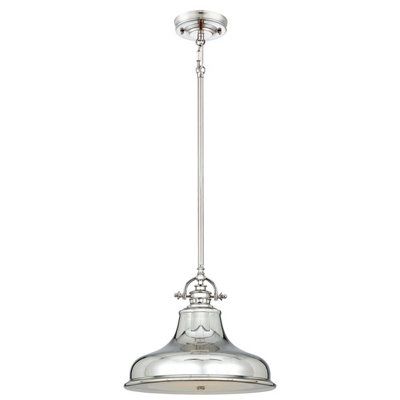 Luminosa Ing Elstead Emery 1 Dome Ceiling Pendant E27 Light/Silver
