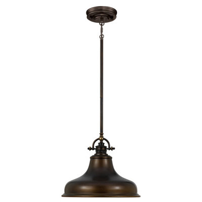 Elstead Emery 1 Light Dome Ceiling Pendant Palladian BronzeE27 from B&Q