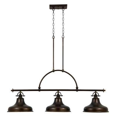 Elstead Emery 3 Light Pendant Bar Chandelier Light Palladian BronzeE27