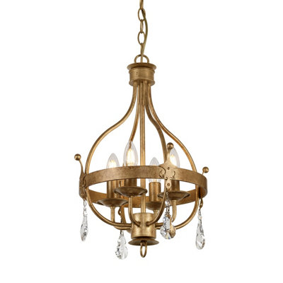 Elstead Windsor 4 Light Cage PendantGold PatinaE14 from B&Q